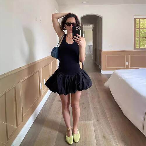 Sexy fashionable sleeveless camisole dress女装夏季时尚纯色拼