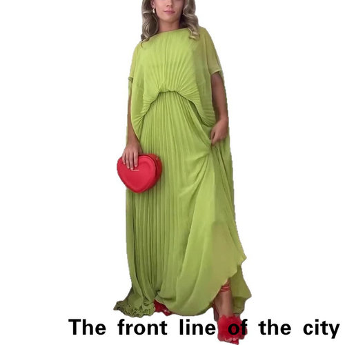 SexySplitBubbleSleeveTiedDress