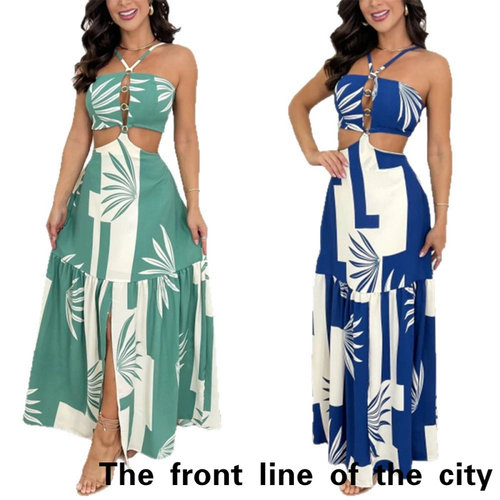 SexySplitBubbleSleeveTiedDress