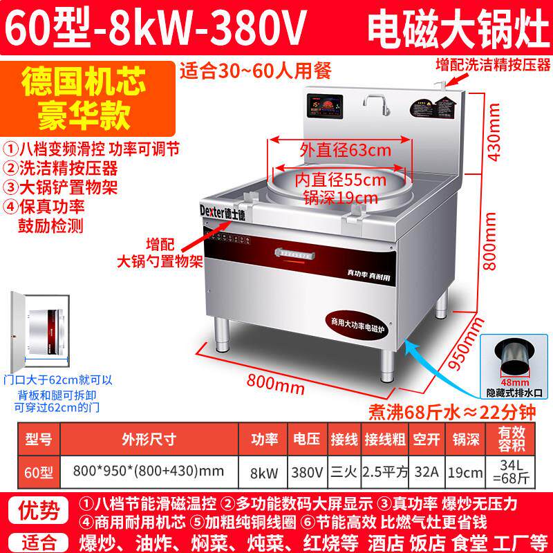 电磁炉大锅灶商用15/20/30KW大功率食堂大型电炒炉锅学校灶台电热