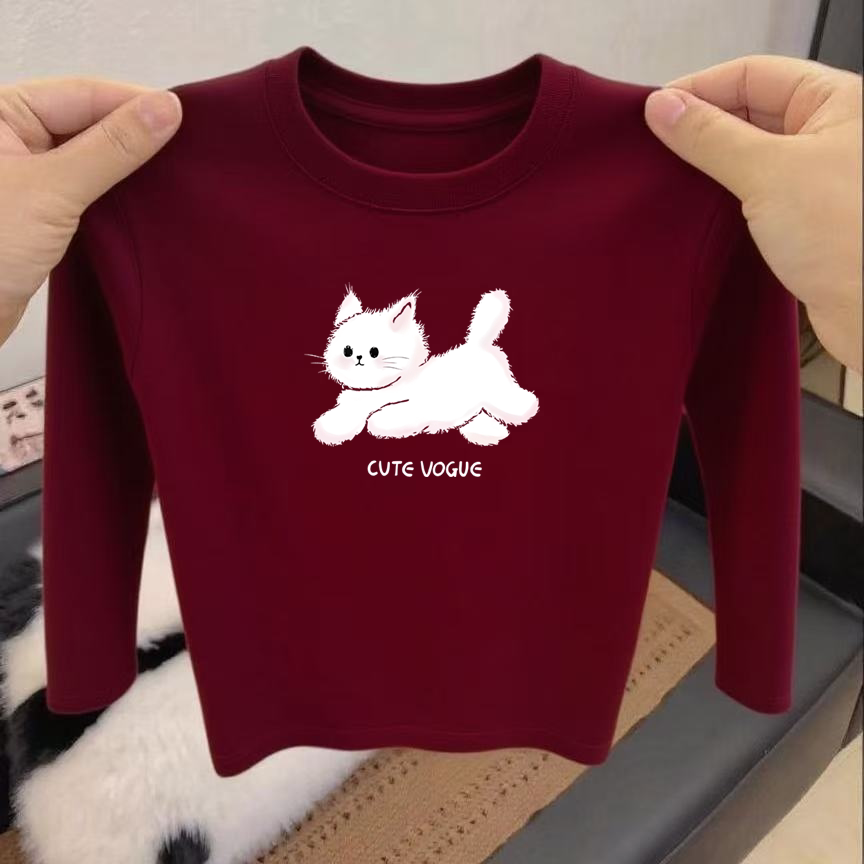 女童长袖t恤春秋季新款卡通印花圆领薄款打底衫宝宝休闲百搭上衣