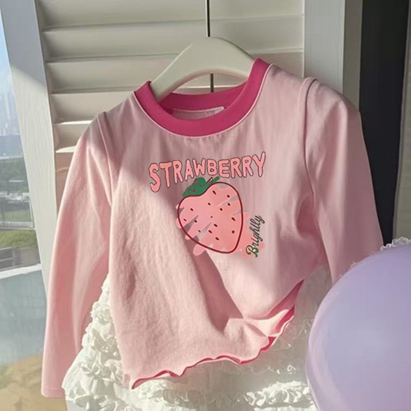 女童长袖上衣春秋装新款卡通印花圆领t恤宝宝休闲洋气薄款打底衫