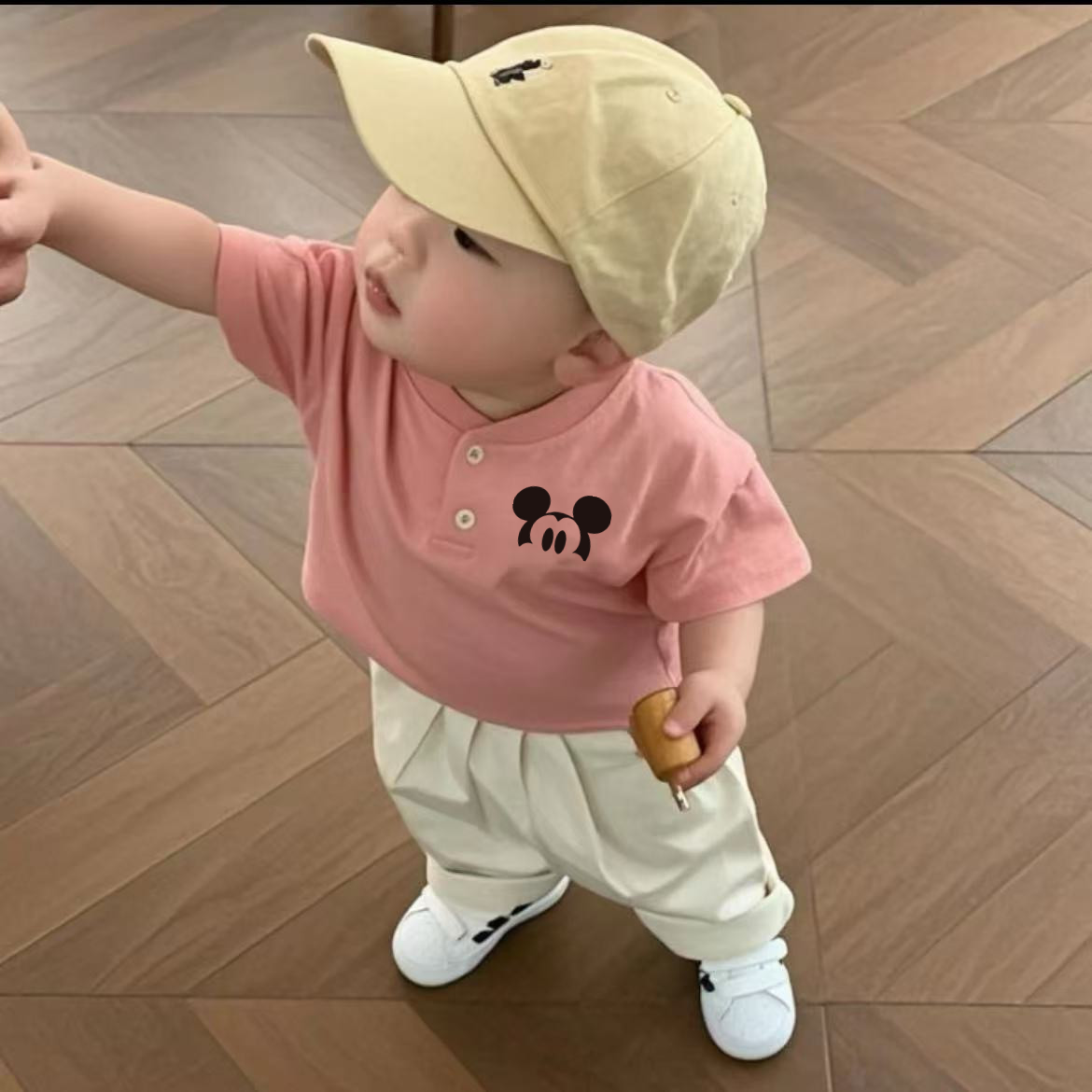 儿童短袖上衣夏装新款卡通印花纽扣半袖衫男女童宝宝休闲宽松t恤