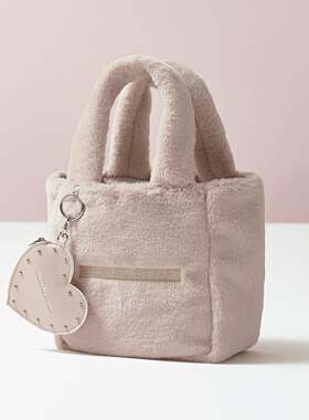 樱子日本购Sweet附JILL STUART毛绒手提手拎包爱心皮质零钱包IG潮