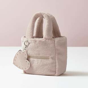 樱子日本购Sweet附JILL STUART毛绒手提手拎包爱心皮质零钱包IG潮