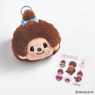 樱子日本购宝岛社限定Monchhichi 脸部收纳袋挂饰 & 立体贴纸套装