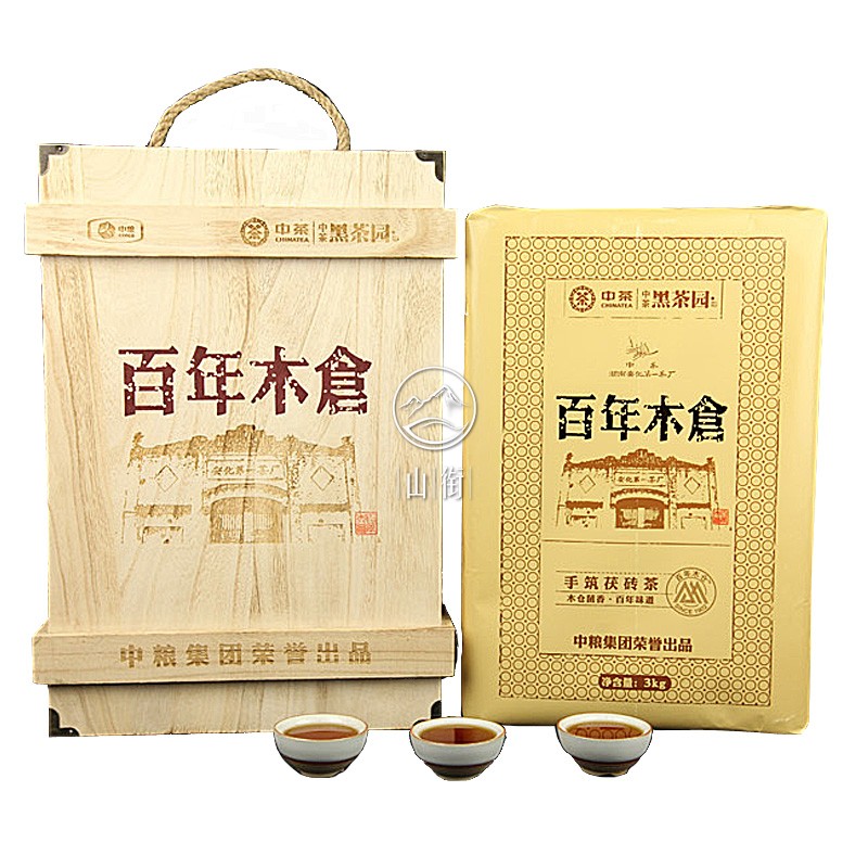 中茶黑茶园安化黑茶 百年木仓之2014版五年陈手筑茯茶3kg/块 礼盒