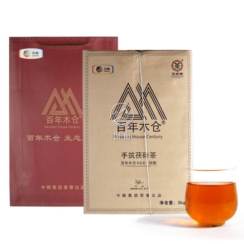 中茶安化黑茶 百年木仓2015版K5-6手筑茯砖3Kg/块（赠礼袋）
