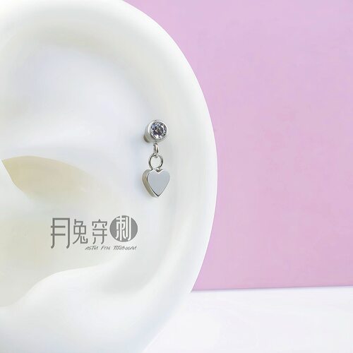 F136钛合金耳钉M0.9图案包钻吊坠耳垂钉5A锆石耳骨钉亲肤植入级