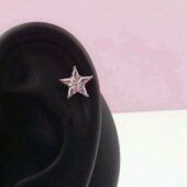 F136钛合金镶钻五角星星耳钉M0.9内螺旋甜美耳骨耳垂钉日韩风