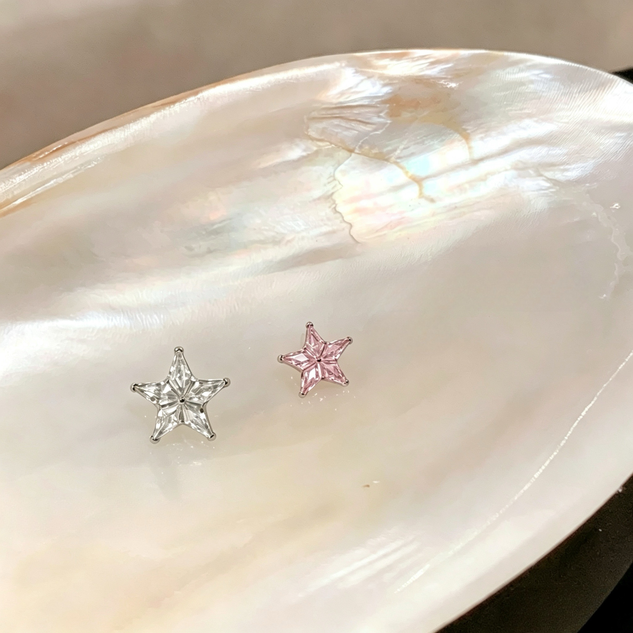 F136钛合金镶钻五角星星耳钉