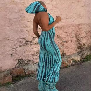 beach vacation slim Sexy suspender out fit dress源 hollowed