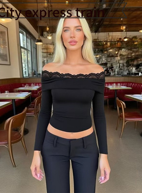 Sparkle slit-back hip-baring sexy dress瘦长袖恤蕾丝纯色上衣