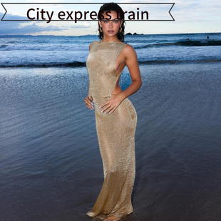 sexy fit slit dress women毛织性感露背吊带 Strapless for slim