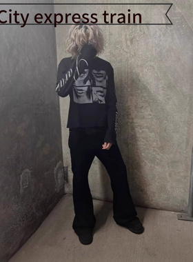 Letter embroidery loose casual long pants hoo美式复古千禧字