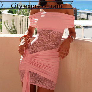 sexy fit slit dress women热销蕾丝连衣裙性 Strapless for slim