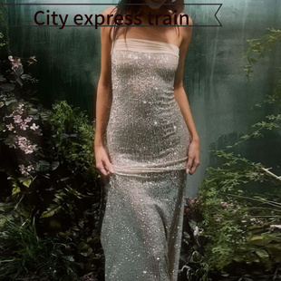 sexy slit dress Strapless women性感抹胸纯色修身 fit for slim