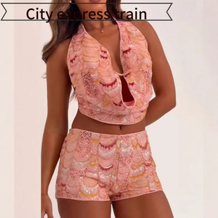 Women neck 显瘦修身 dres年新品 embroidered sequined sexy