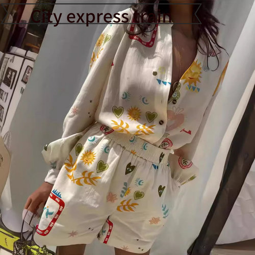 Printedlinencasualdressshirtca