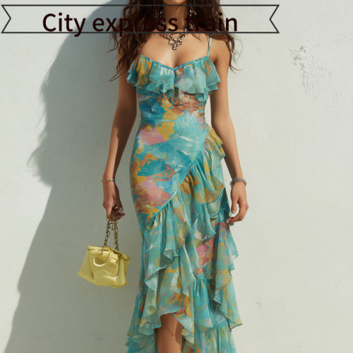 SexyV-neckstrapslimsatindress