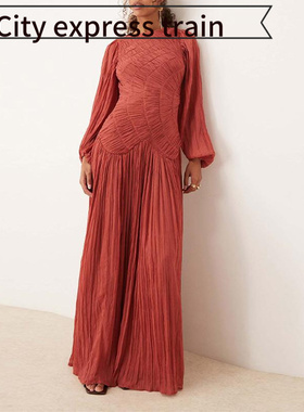 Women's Strapless Bodycon Sexy Bow Dress 长袖网纱褶皱连衣裙