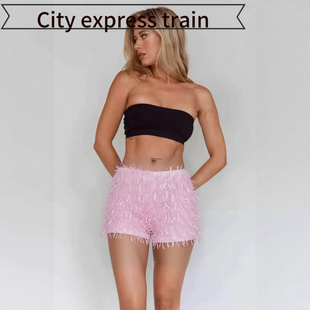 embroidered 高腰毛毛 Women sequined sexy dres年新品 neck