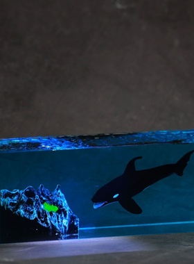 海洋树脂鲸鱼夜灯实木创意摆件工艺品生日礼物男生女友毕业季