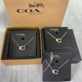 COA蔻家C字满钻双环滴胶珐琅三环锁骨闺蜜项链女520情人节礼物