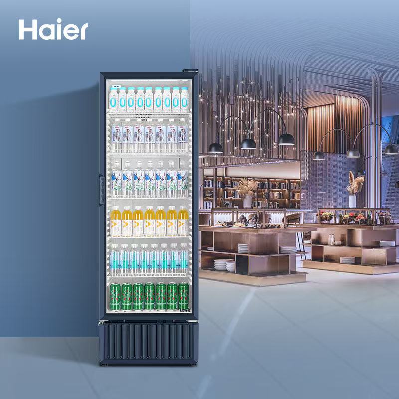 海尔(Haier)风冷一级能耗展示柜冷藏饮料商用超市玻璃保鲜柜382S