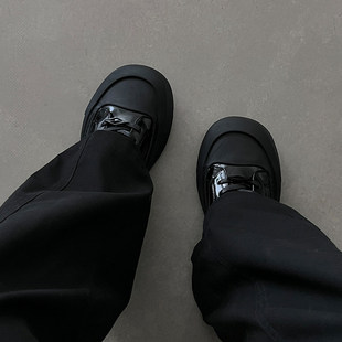 【商场同款】休闲板鞋男款黑色德比鞋夏季增高德训鞋圆头皮鞋运动