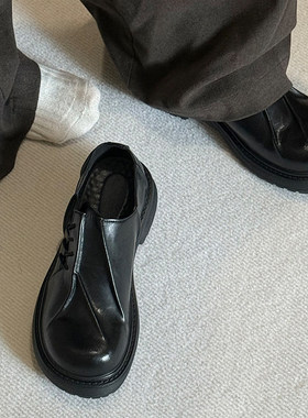 【商场同款】德比鞋男款黑色大头皮鞋英伦风褶皱增高夏季通勤clea