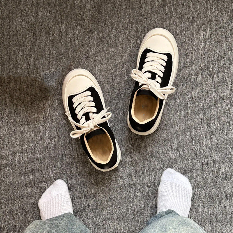 【商场同款】帆布鞋男款黑色休闲板鞋通勤厚底增高小白鞋秋冬季低