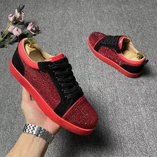 【商场同款】2023春秋新款低帮运动休闲鞋男高颜值水钻LACL红底高