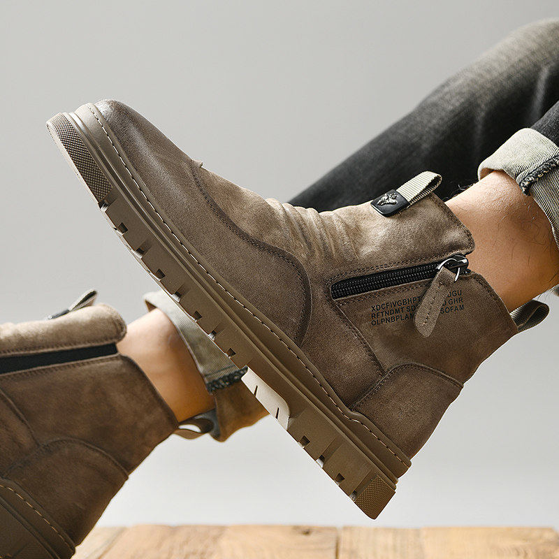 【商场同款】马丁靴男欧洲站英伦风复古头层牛皮真皮高级感侧拉链