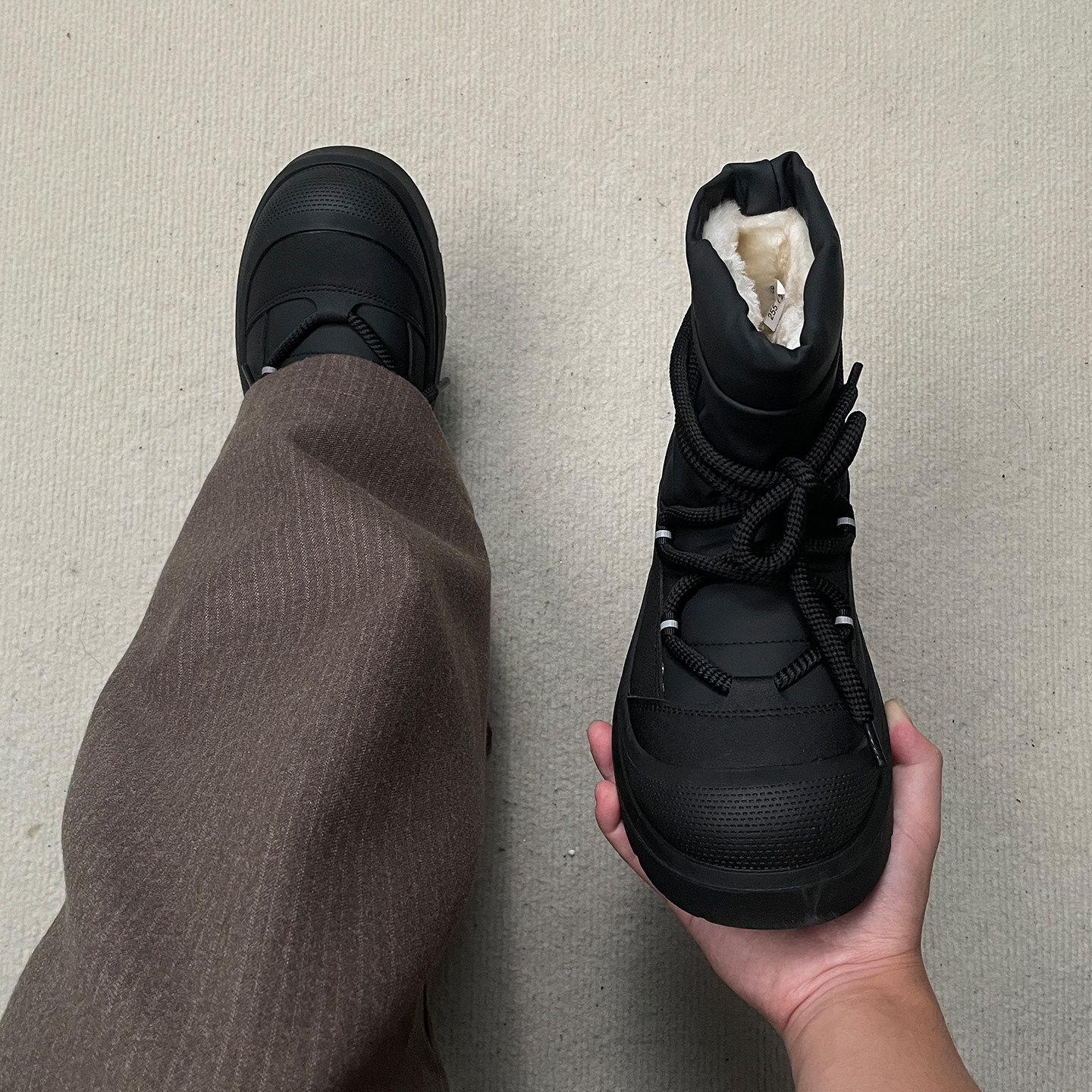 【商场同款】冬季中帮马丁靴男加绒加厚工装鞋东北面包棉鞋情侣防