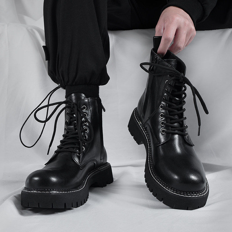 【商场同款】马丁靴男款英伦风真皮工装靴冬季新款潮流高级感增高