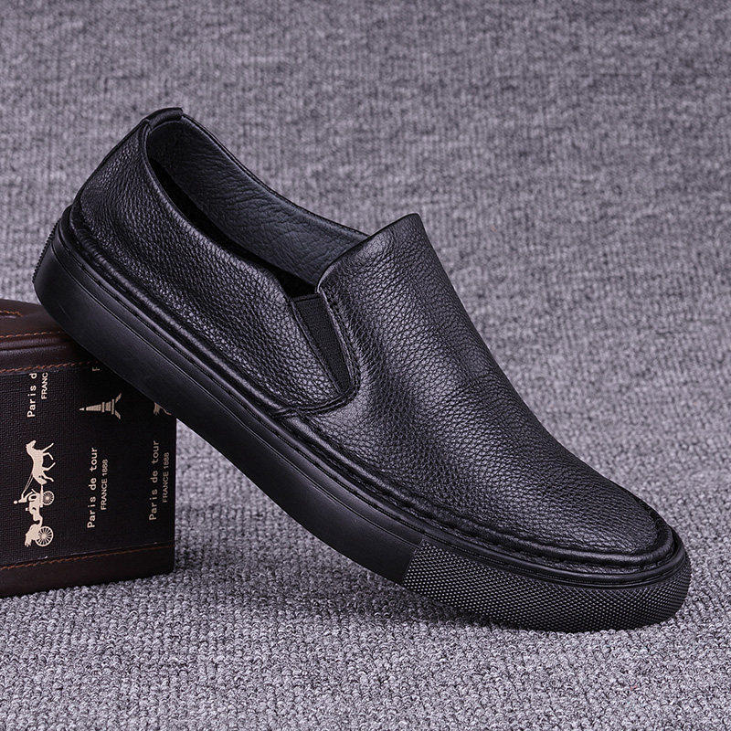【商场同款】外贸新款真皮男士休闲版型男韩版百搭皮鞋懒人一脚蹬,流行男鞋,休闲皮鞋,淘宝优惠券,粉丝福利购,淘宝优惠卷