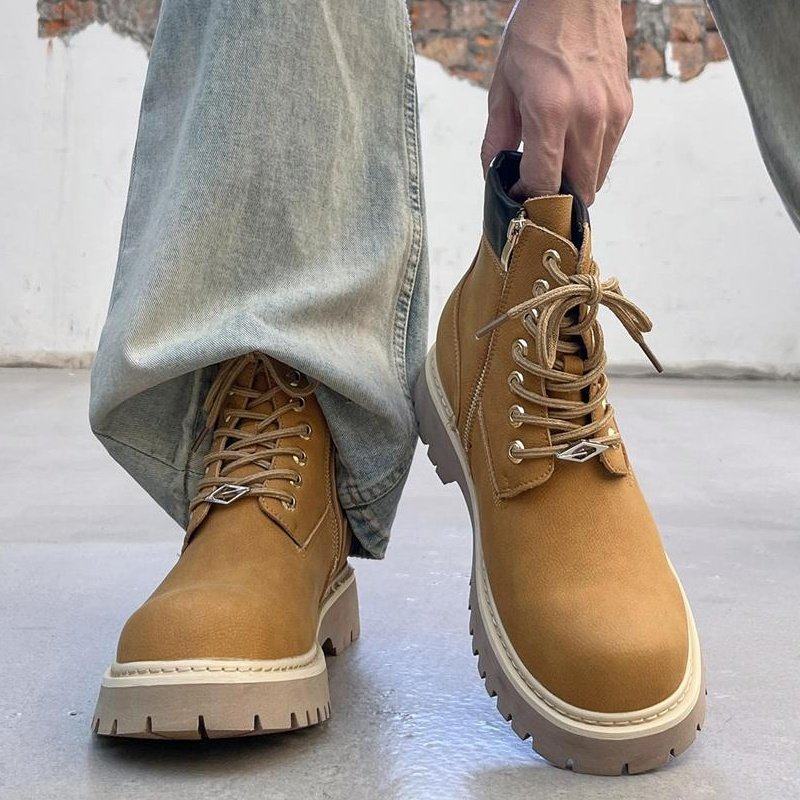 【商场同款】增高10cm马丁靴男款2026冬季保暖高帮大黄靴美式中帮