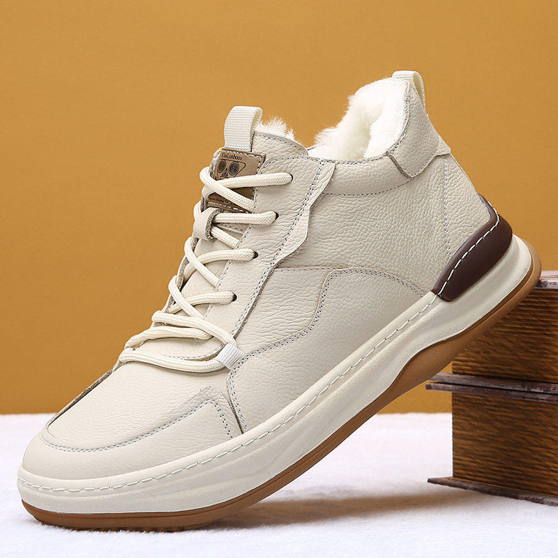 【商场同款】牛师傅手工鞋冬季新款羊皮毛一体加绒加厚皮鞋软面高,流行男鞋,高帮鞋,淘宝优惠券,粉丝福利购,淘宝优惠卷