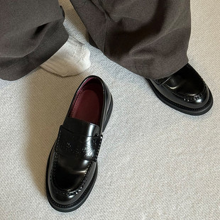 【商场同款】吸血鬼乐福鞋男款黑色德比鞋休闲圆头皮鞋商务正装一