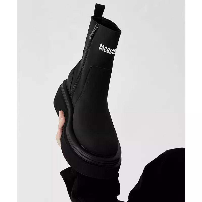 【商场同款】英伦字母马丁靴男款冬季加绒2025新款切尔西靴增高棉