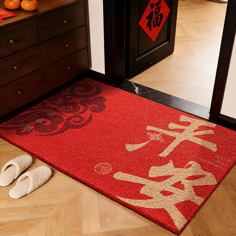 2026新款入户门地垫新年喜庆红色进门免洗脚垫家用耐脏防滑丝圈垫,居家布艺,入户地垫,淘宝优惠券,粉丝福利购,淘宝优惠卷