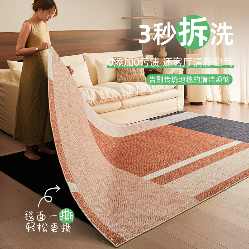 高级中古风可拆洗地毯客厅