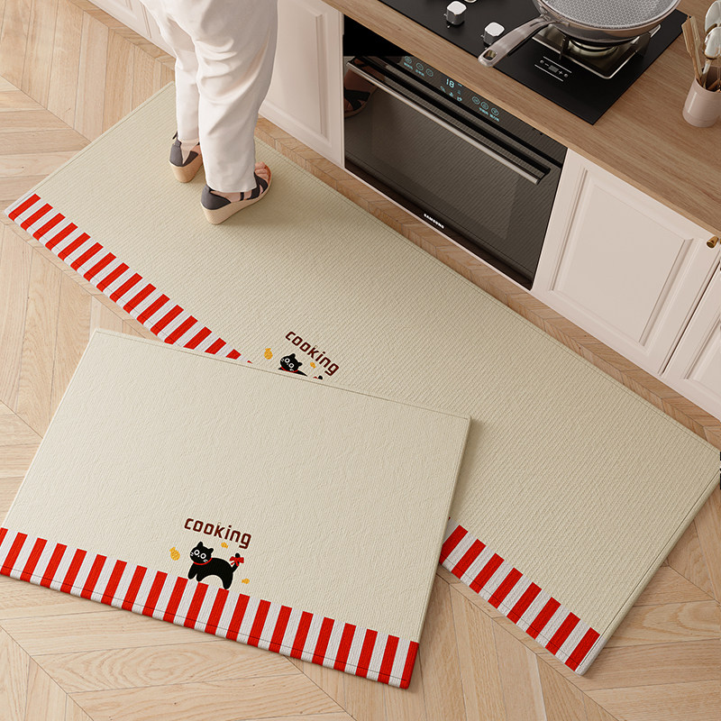 吸水吸油防滑厨房专用地垫2026新款卡通抗污耐脏脚垫子免洗可擦,居家布艺,厨房地垫,淘宝优惠券,粉丝福利购,淘宝优惠卷