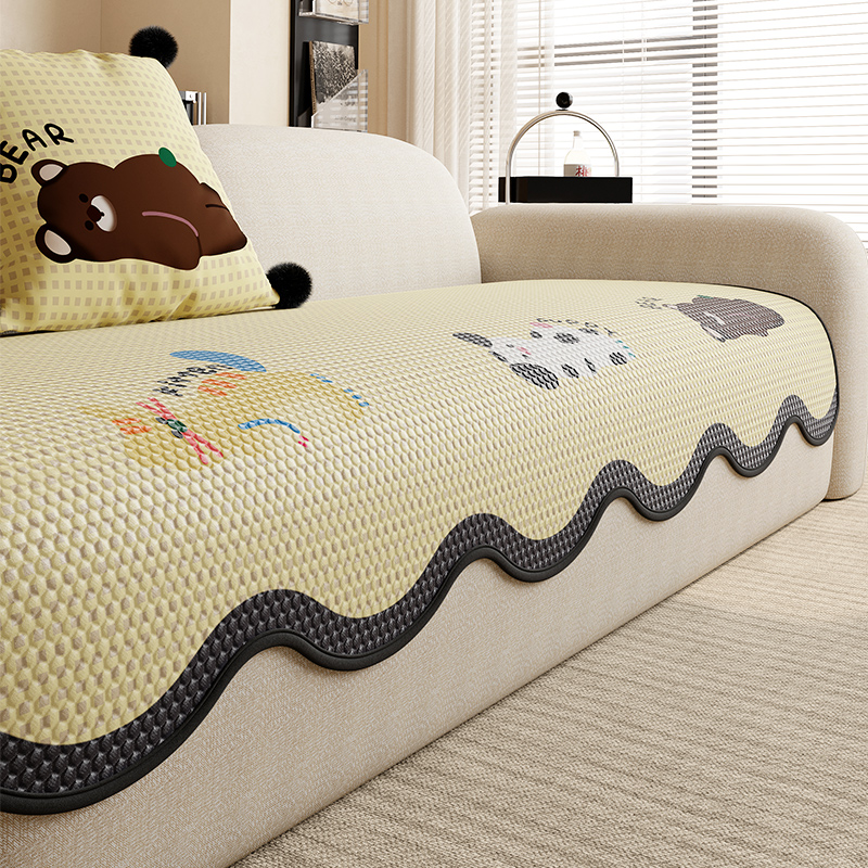 异形凉豆豆沙发垫2025新款夏季皮沙发凉席坐垫子防滑凉感沙发盖布