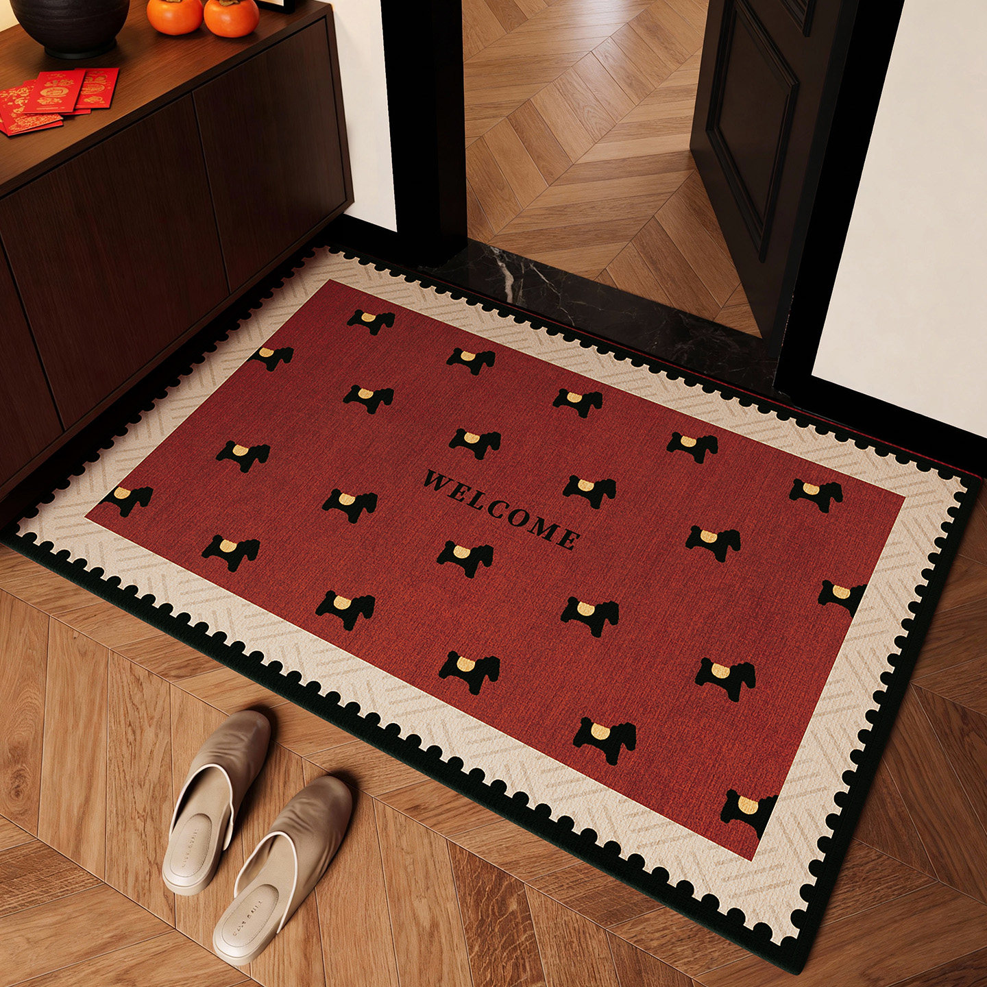 高端马年入户门地垫进门地毯红色高级感玄关大门口脚垫子2026新款,居家布艺,入户地垫,淘宝优惠券,粉丝福利购,淘宝优惠卷
