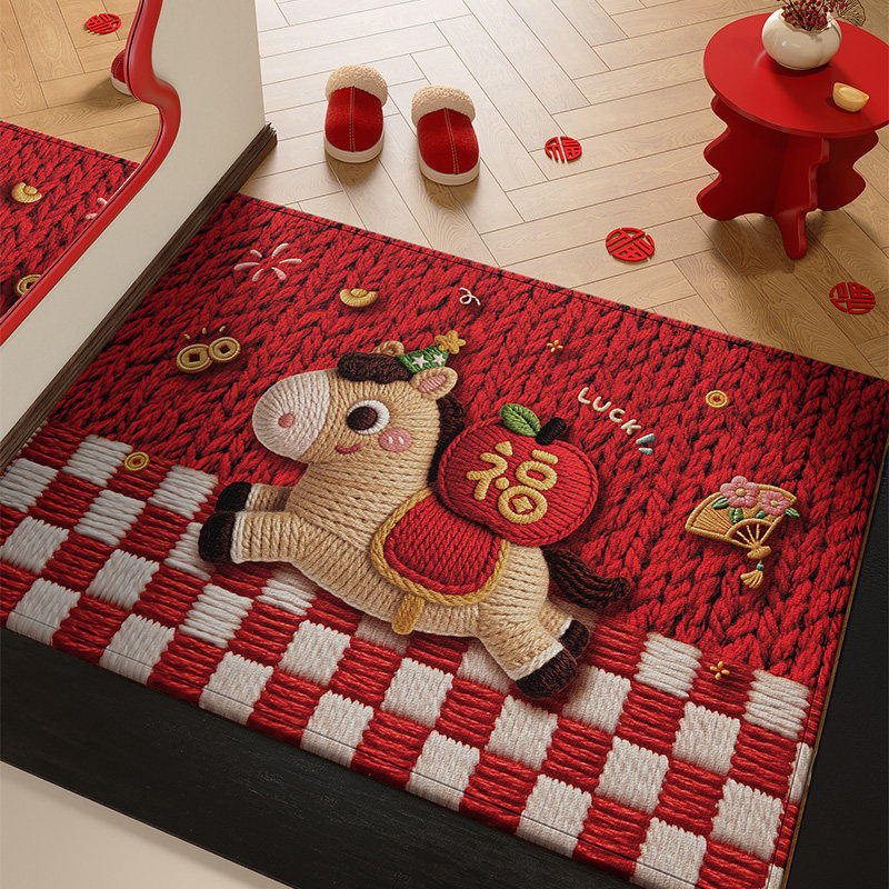 马年新款入户门地垫仿毛线立体可爱室内进门地毯门垫玄关脚垫定制,居家布艺,入户地垫,淘宝优惠券,粉丝福利购,淘宝优惠卷