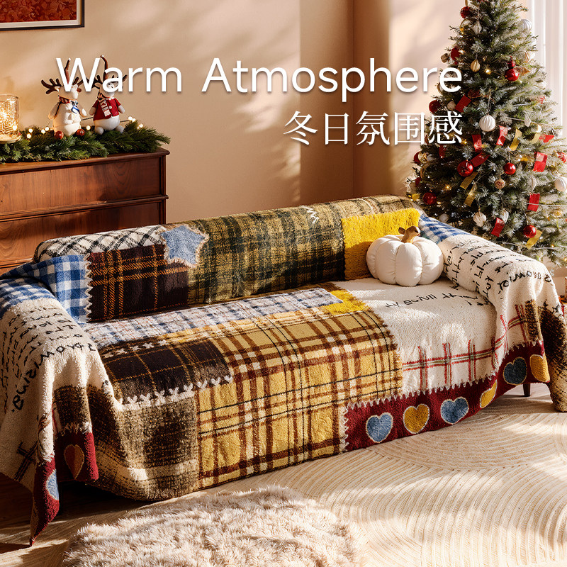 新年氛围感多巴胺沙发盖巾2026新款冬季防滑防猫抓一整张盖毯套罩,居家布艺,沙发套,淘宝优惠券,粉丝福利购,淘宝优惠卷