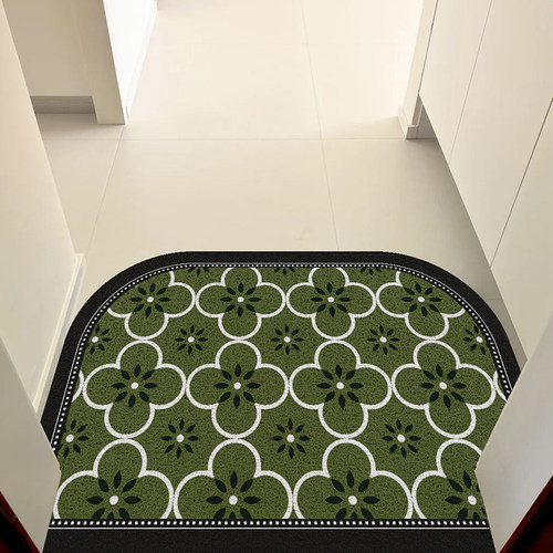 地垫入户门垫2025新款玄关进门中古风花朵丝圈地毯耐脏防滑脚垫子