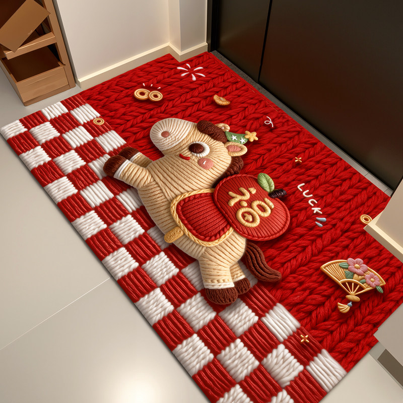 2026新款入户门地垫马年仿毛线立体可爱室内进门防滑地毯玄关脚垫,居家布艺,入户地垫,淘宝优惠券,粉丝福利购,淘宝优惠卷